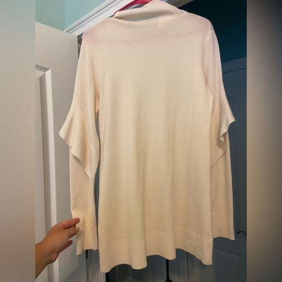 ELIE Tahari Kacey Mock Neck Riffle Trim Sweater 100% Merino Wool - Picture 3 of 7